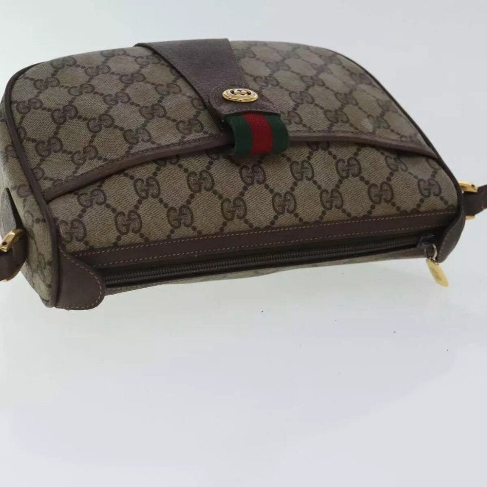 GUCCI GG Supreme Web Sherry Line Shoulder Bag PVC Beige - Picture 7 of 16
